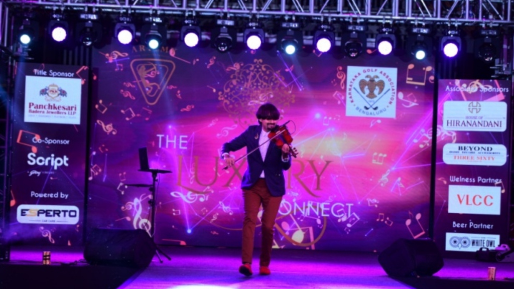 Violinist solo show on stage
